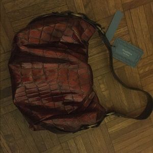 Dark red faux animal skin Vera Wang handbag